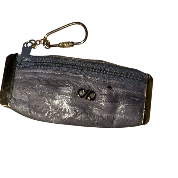 Eel Skin Gray vintage key coin holder wallet Khaki - Picture 1 of 5